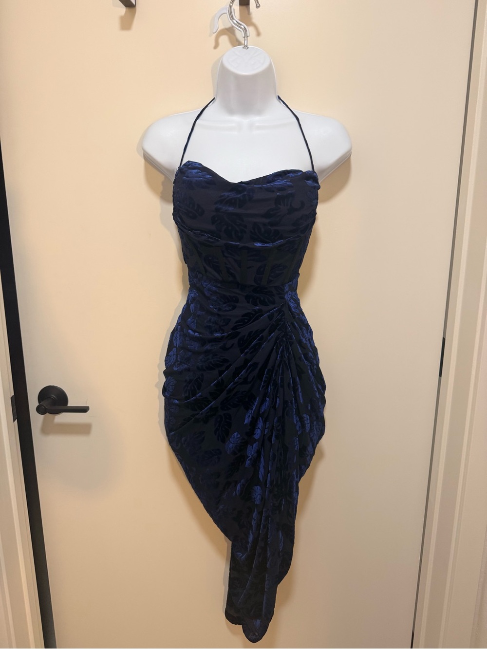 Fashion Nova Navy Blue One-Shoulder Ruched Sheath Dress